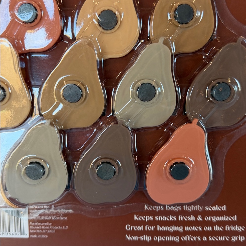 NWT Gourmet Pear-Shaped Bag Clips Set of Ten - Picture 2 of 3